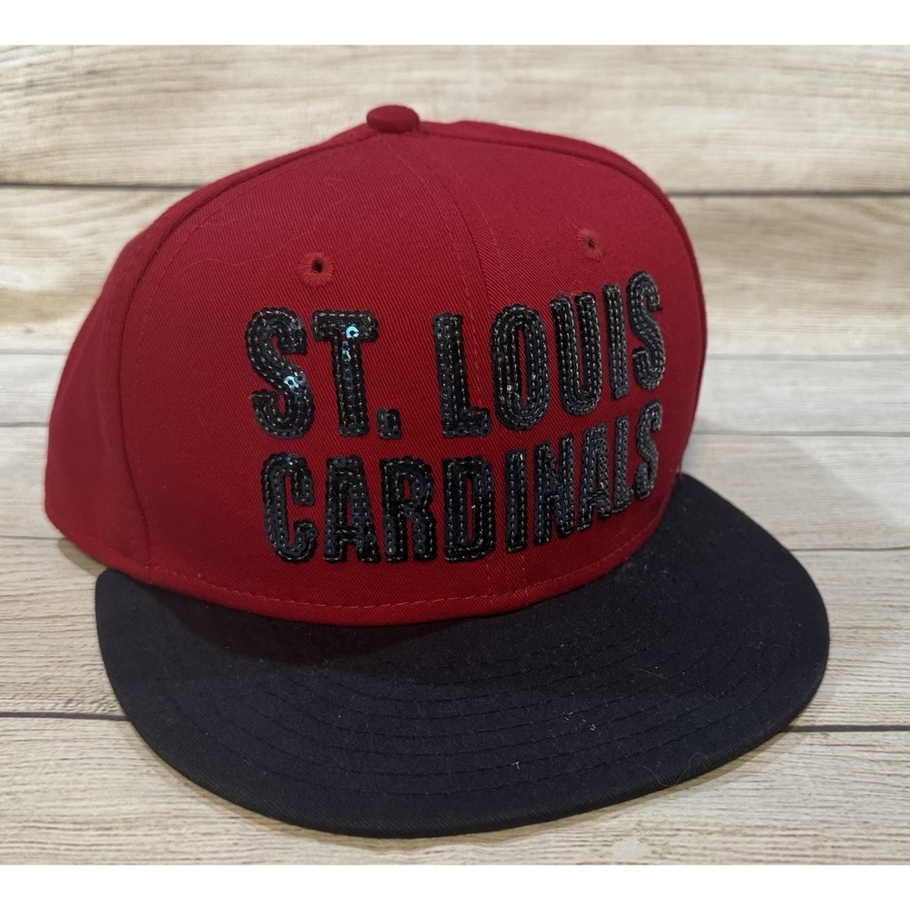 New Era 9Fifty St Louis Cardinals Sequins Leopard Bling Flat Bill Snapback Hat H